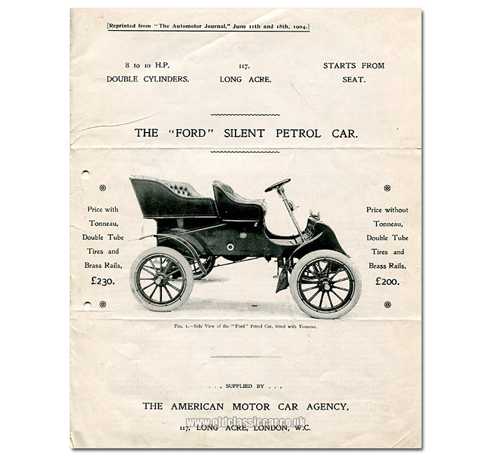 1903 Ford Model A - original sales leaflet