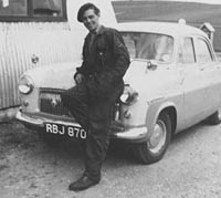 1954 Ford Consul outside a corrugated tin garage