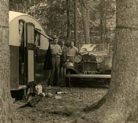 Ford Model B and caravan, in 1935