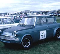 Race-prepared Anglia at RNAS Yeovilton in 1970