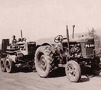 Fordson tractor towing a crawler