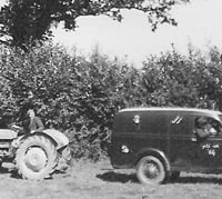 Towing the Ford with a tractor