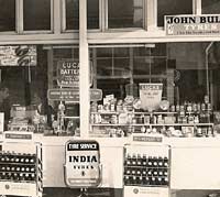 A window display of motoring products at a garage