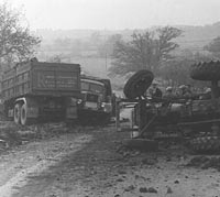 Two lorries crash on a quiet road