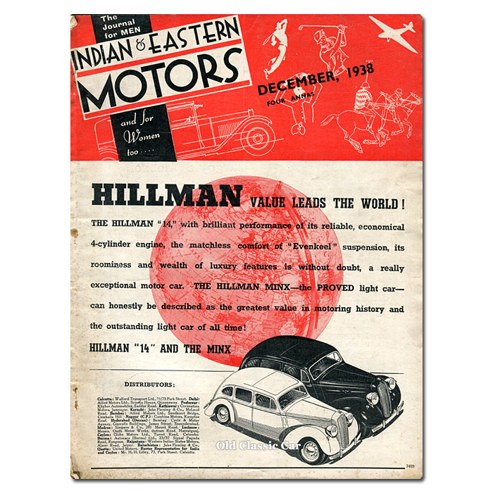Front cover of Indian & Eastern Motors for December 1938