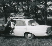 Side view of a laden Mercedes car