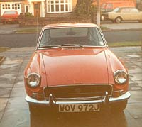 MGB GT chrome bumper front view