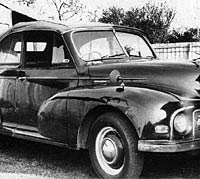 Front view of the Morris Minor Lowlight Tourer