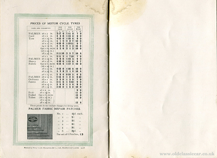 Tyre booklet scan 9 - prices
