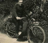A man on his motorcycle