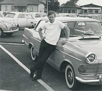 A gent stood with the Rekord P2 saloon car