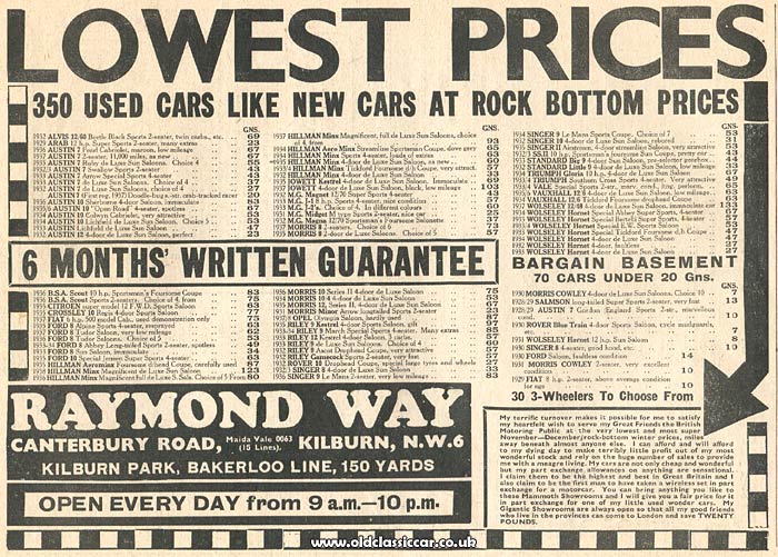 Pre-war car sales advertisement