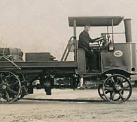 Vintage steam lorry and the driver