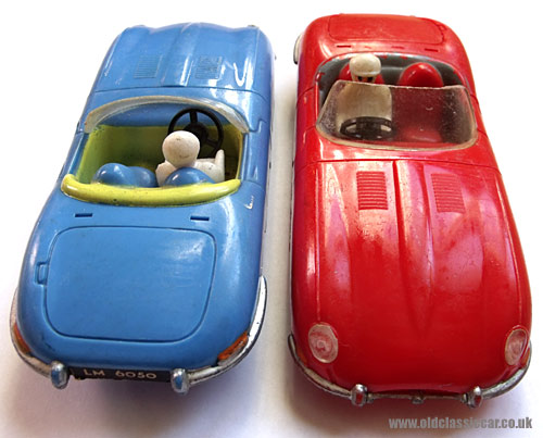 Both plastic Jaguar cars together