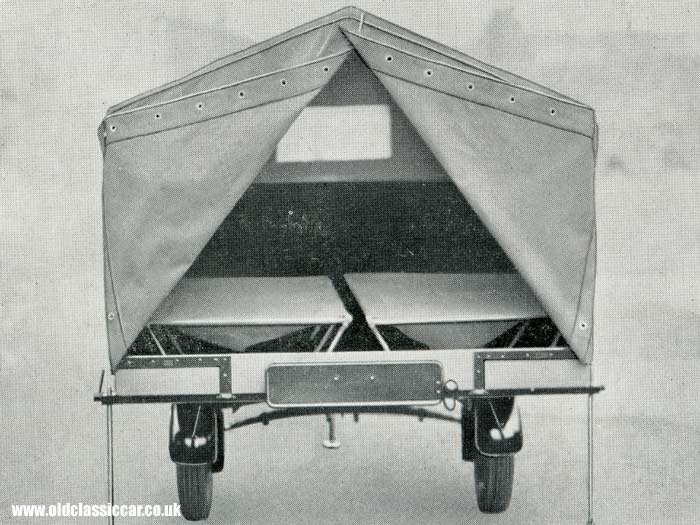 Trailer tent rear view and interior