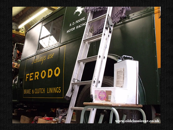 Cleaning the transporter prior to Goodwood