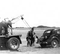 Recovering a car stuck in the sand at Berrow