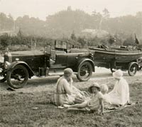 Vauxhall 23/60 towing a boat