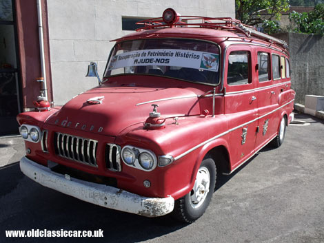 A fire station in Portugal has a number of preserved fire appliances including this Bedford.
