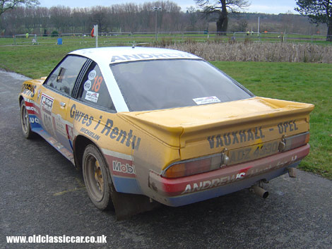Various rally cars were demonstrated at Race Retro, including this Andrews-sponsored Opel Manta.