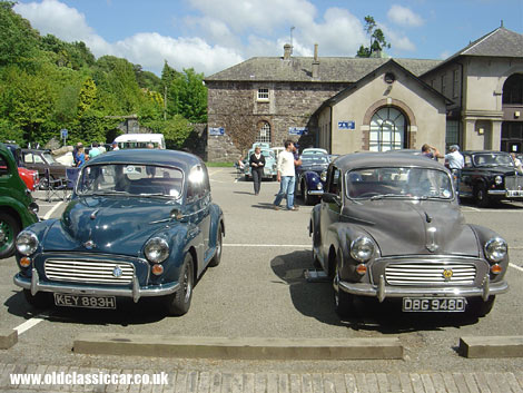 A brace of Morris Minors at a show in Wales.