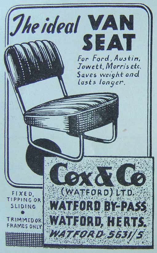 Van seat from Cox and Co (Watford) Ltd