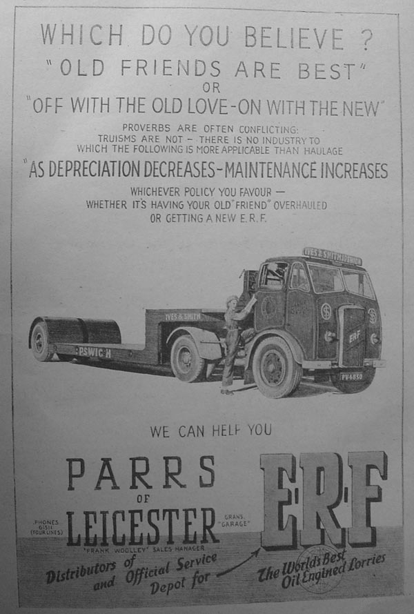 ERF oil engined lorries from Parrs of Leicester