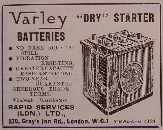 Dry starter batteries from Rapid Services (Ldn) Ltd.