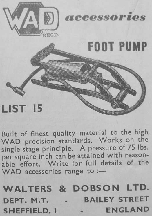 Foot pump from Walters and Dobson Ltd